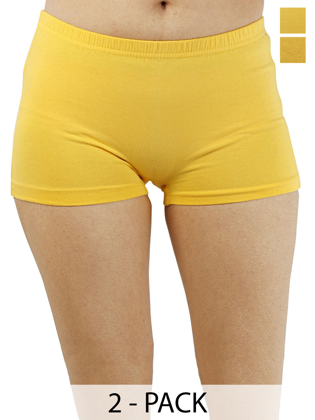 Diving Deep Pack Of 2 High-Rise Boy Shorts Briefs Full Panty_Pack of 2 Yellow_XL