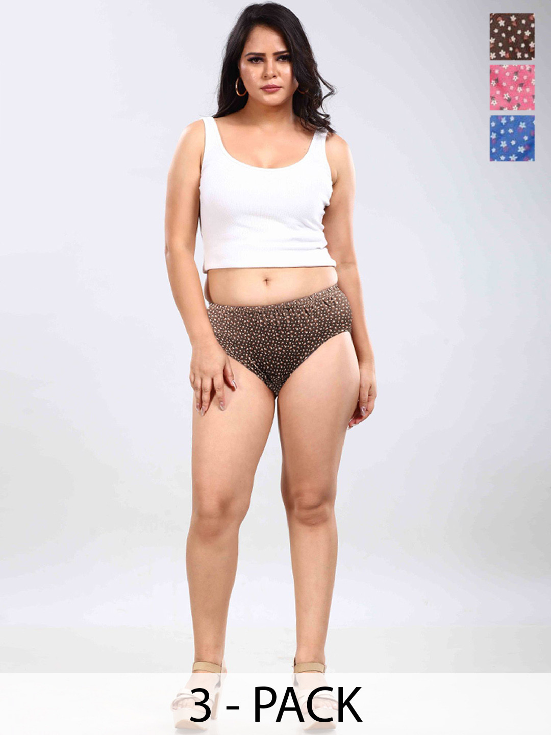 BOLD & BAE Pack Of 3 Printed Cotton Mi-Rise Hipster Briefs BBTLPP002117854829