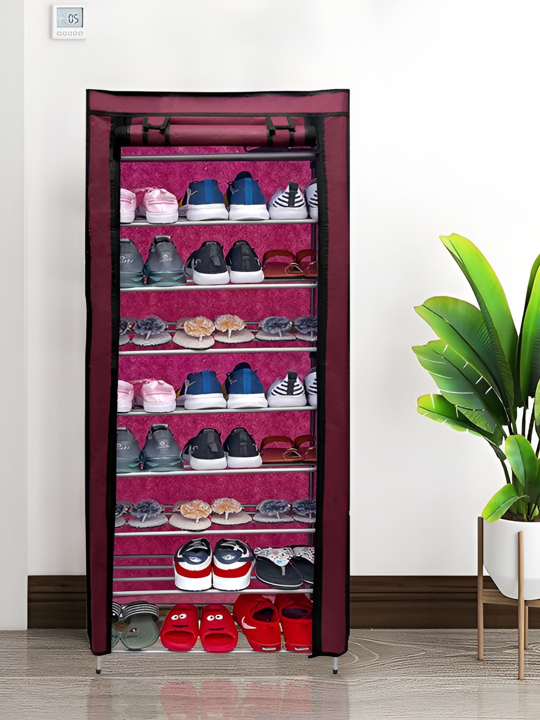 Rmerchants Maroon & Black 9-Tier Shoe Racks