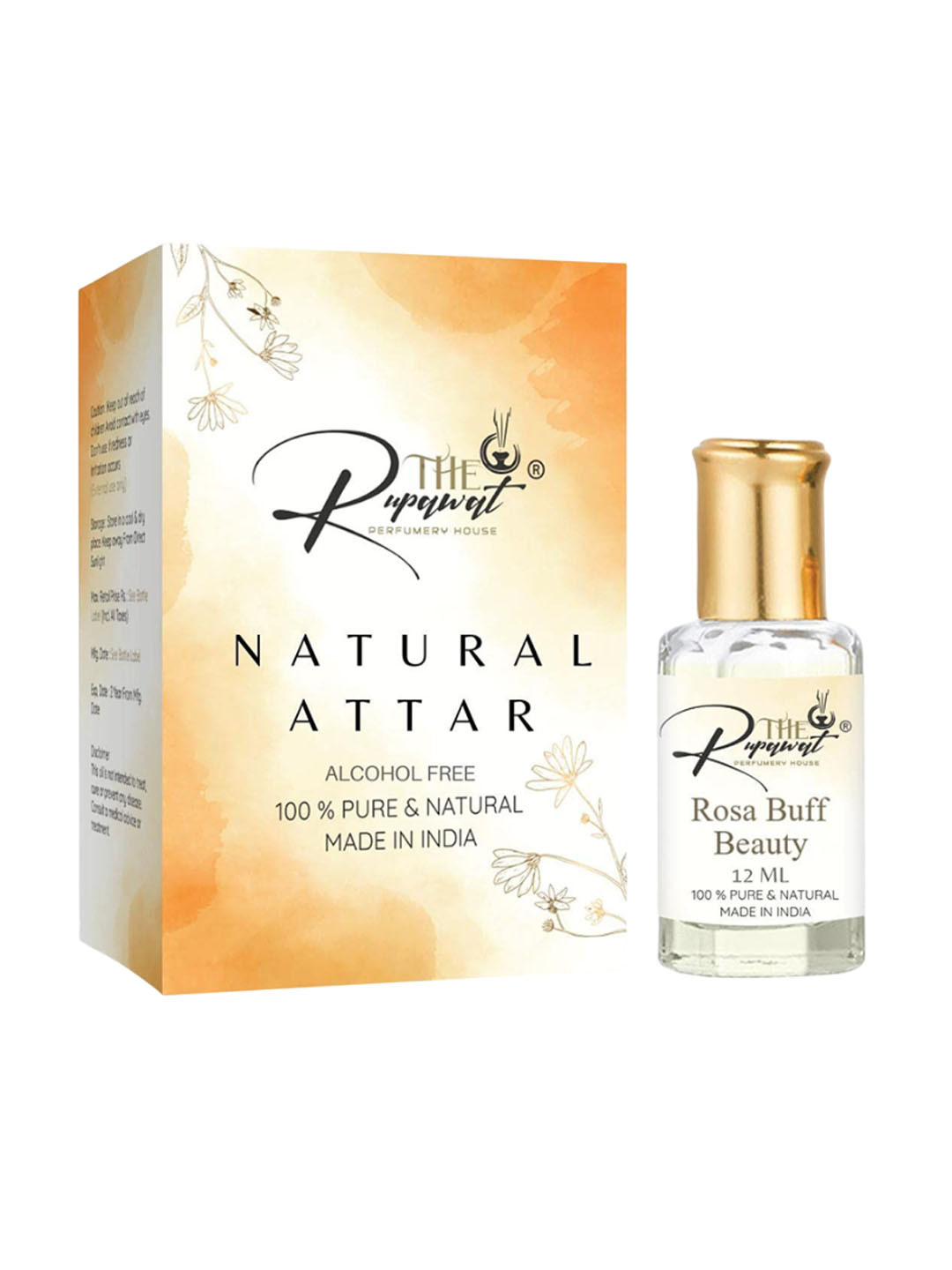 THE RUPAWAT Perfumery House Rosa Buff Beauty 100% Pure Natural Alcohol Free Attar - 12 ml