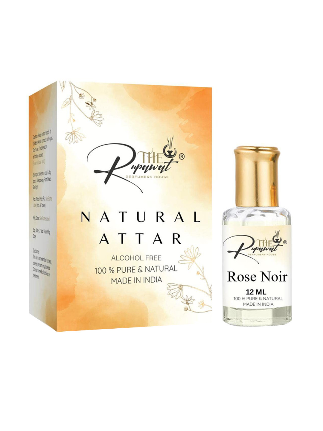 THE RUPAWAT Perfumery House Rose Noir 100% Pure & Natural Alcohol-Free Attar - 12 ml