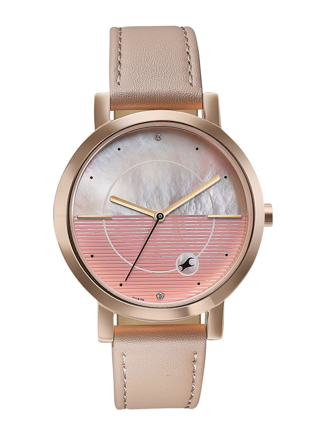 Fastrack Women Brass Dial & Leather Straps Watch 6284WL03