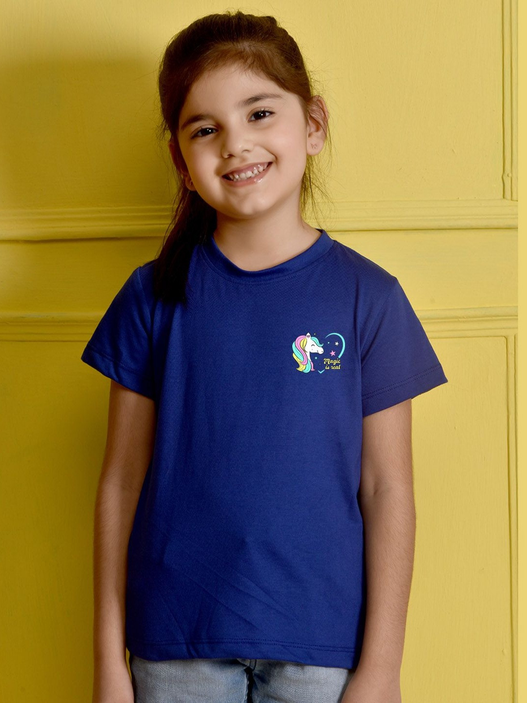 NUSYL Girls Graphic Printed Round Neck Cotton T-shirt