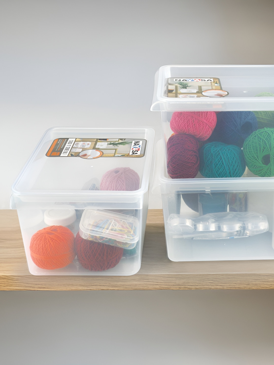 Nayasa Stack N Store Set Of 3 Transparent Stackable Storage Box With Lid