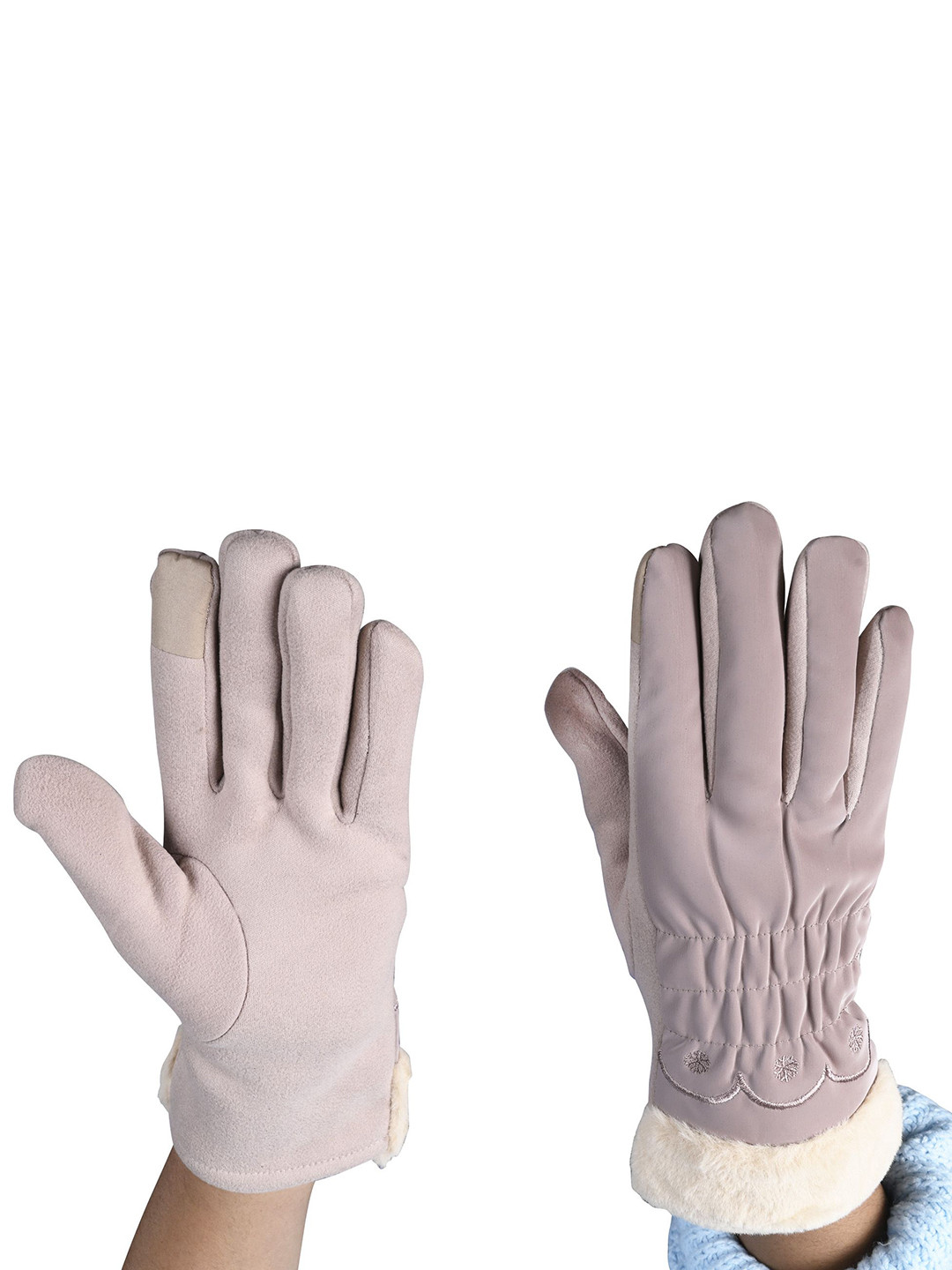 Calvadoss Women Patterned Winter Gloves