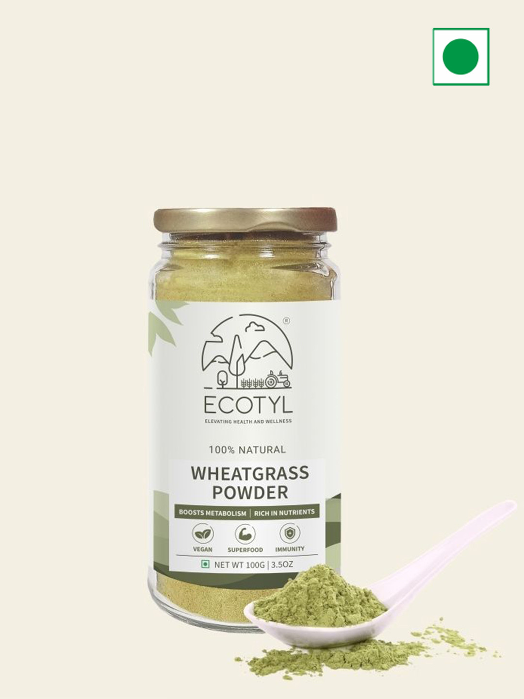 Ecotyl Wheatgrass Powder For Immunity & Detox For Boosting Metabolism - 100 g