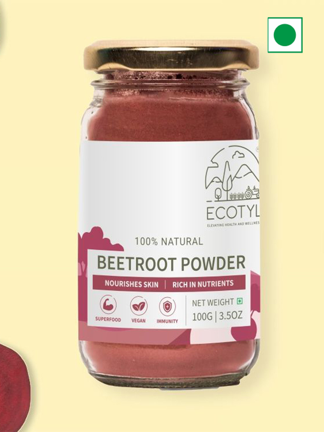 Ecotyl Beetroot Powder Boosts Metabolism & Nourishes Skin - 100 g