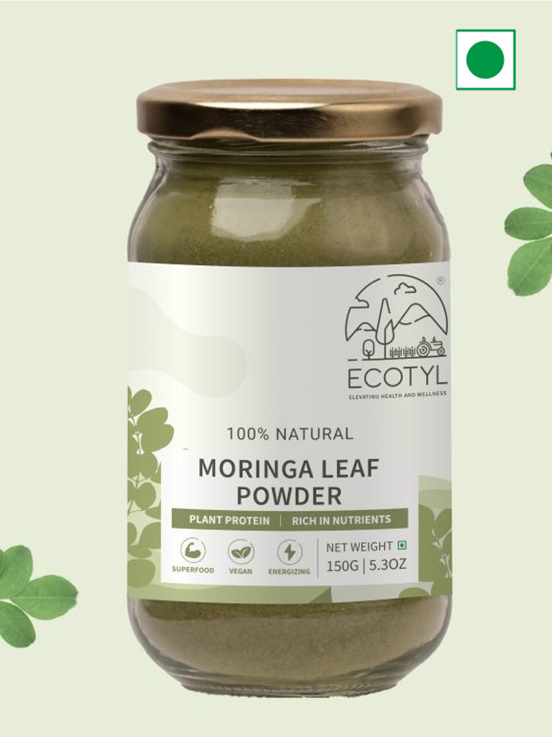 Ecotyl Natural Multi-Vitamin Moringa Leaf Powder Good for Hair & Skin- 150 g