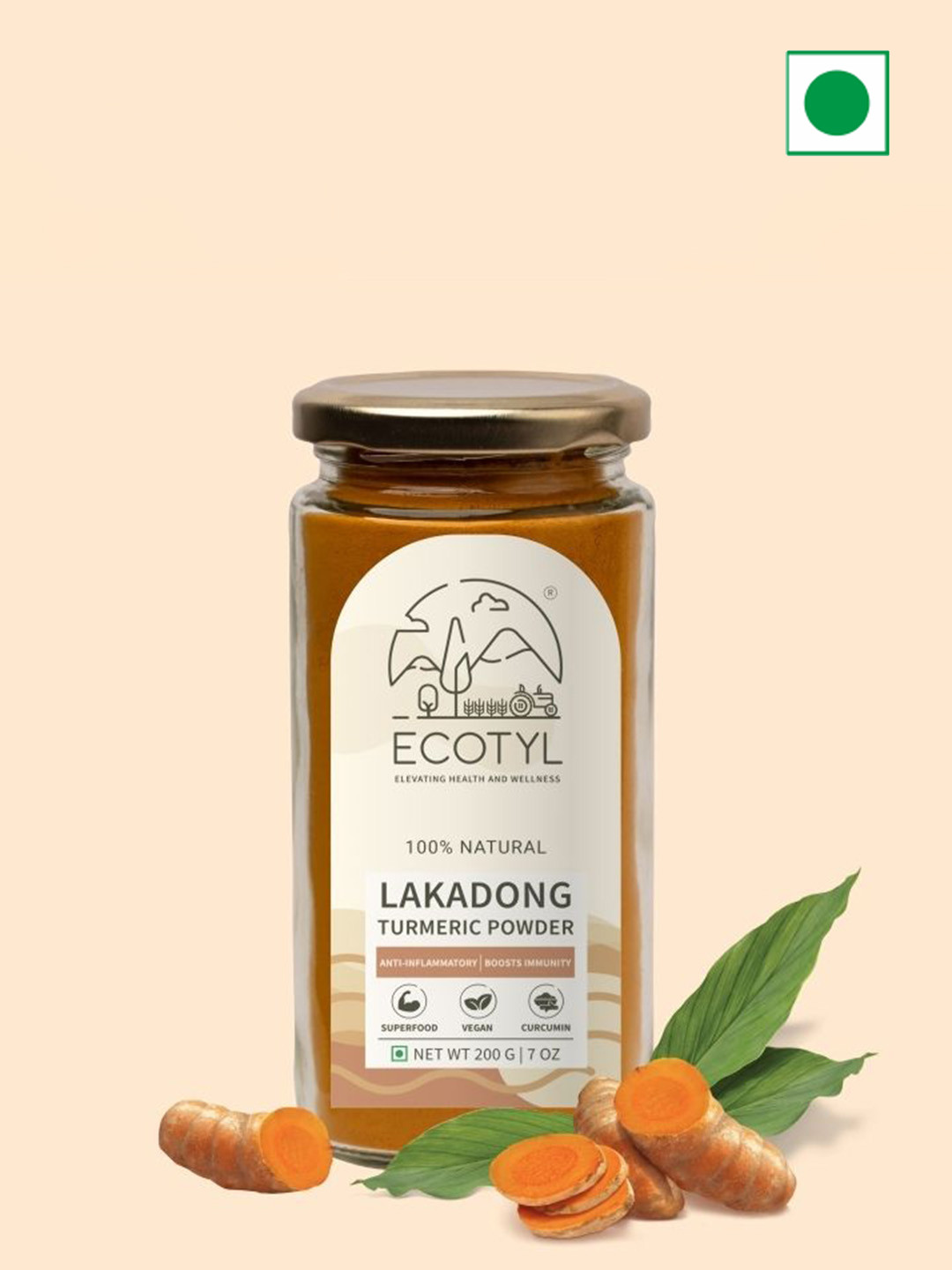 Ecotyl Lakadong Anti-Inflammatory Turmeric Powder For Strong Immunity - 200 g
