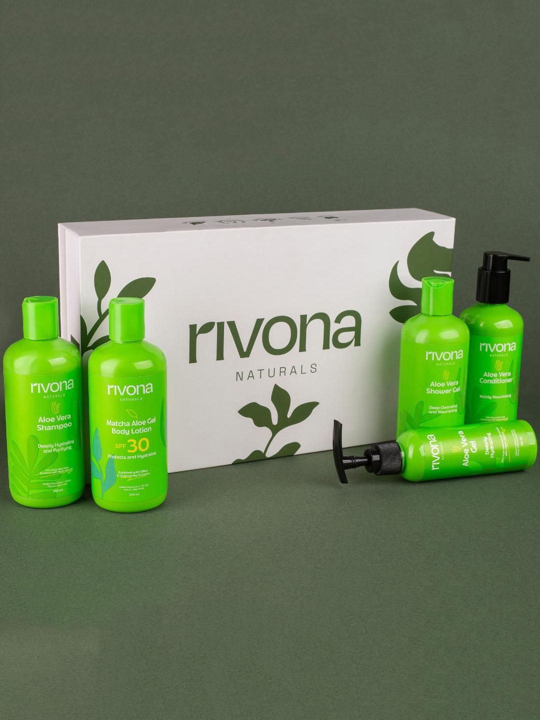 Rivona Naturals 5 Pcs Aloe Alchemy Gift Set - Aloe Vera Bath & Body Care Combo