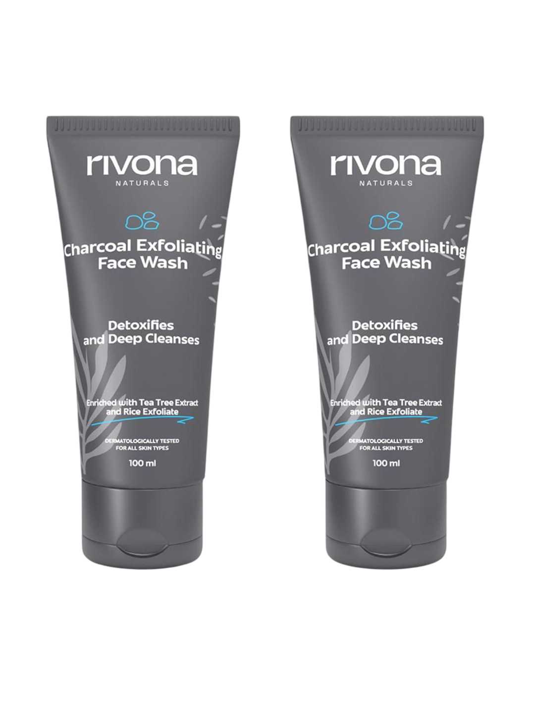 Rivona Naturals Set Of 2 Charcoal Face Wash With Exfoliating Rice - 100g Each