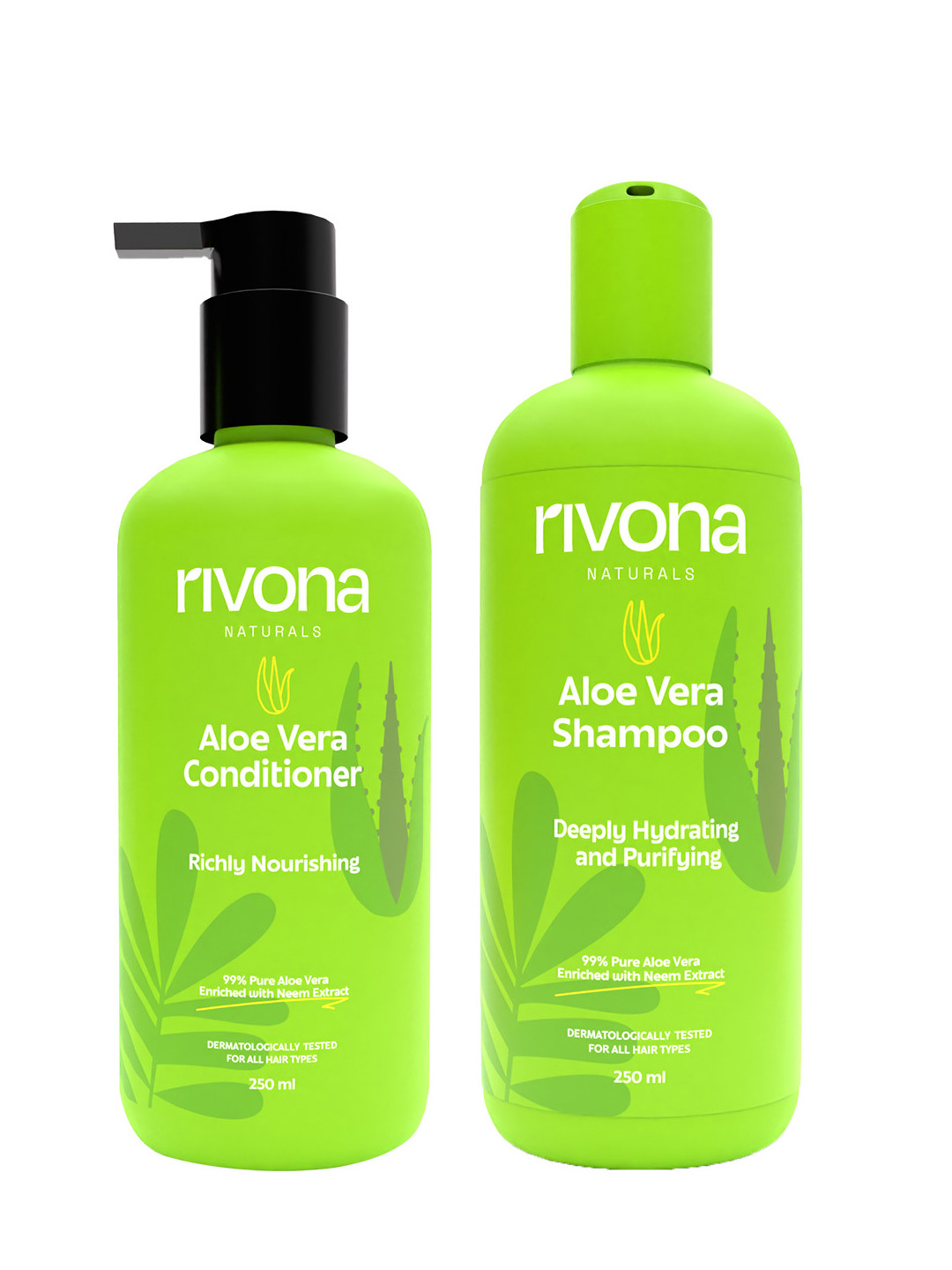 Rivona Naturals Set of 2 Aloe Vera Hair Nourishing Duo Shampoo & Conditioner - 250ml Each