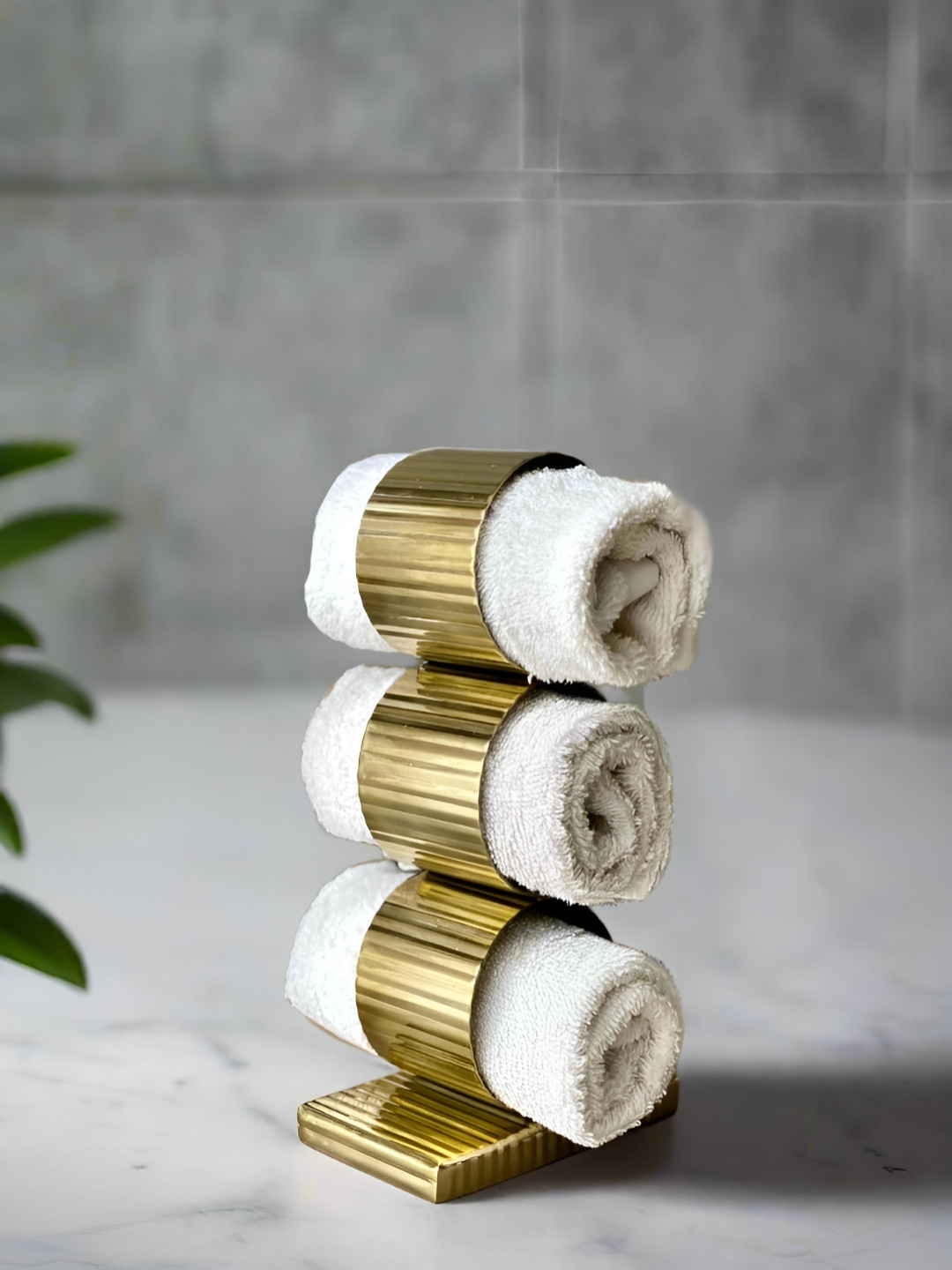 Mason Home Gold-Toned Textured Stainless Steel Safi Fluted Napkin Ring Holder