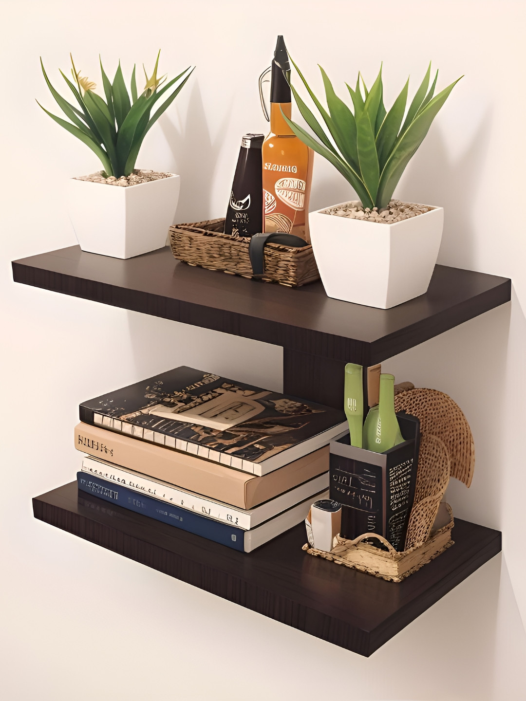 Xtenshion Crafts Brown Wooden Wall Mount Shelves