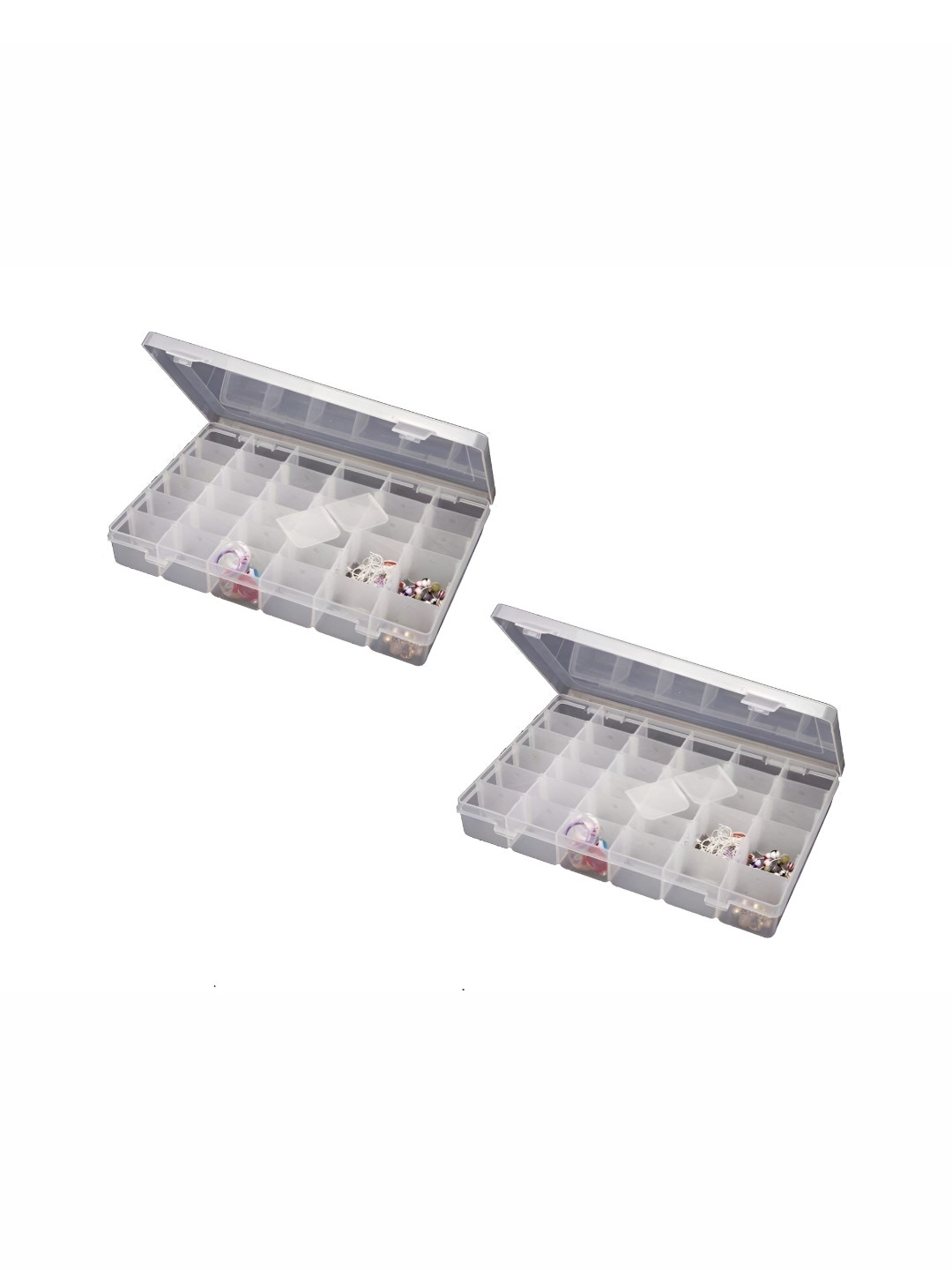 Inditradition Transparent 2 Pieces 36 Grid Cells Reusable Jewellery Organisers