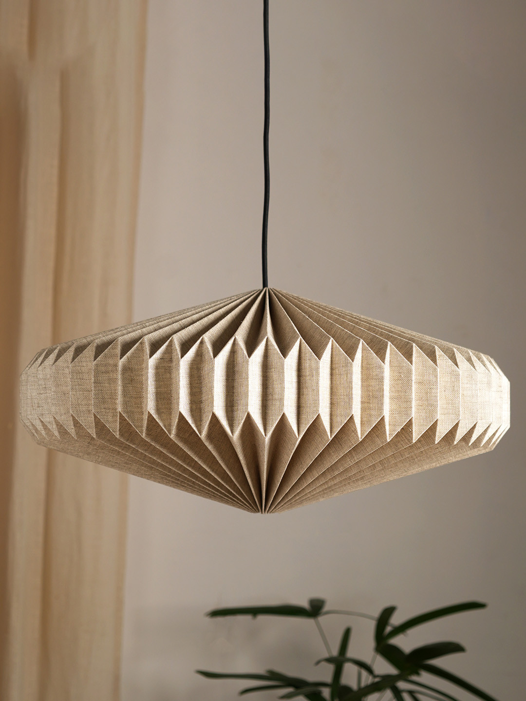 FIG Oblong 2 Textured Spherical Shaped Linen Ceiling Lamp