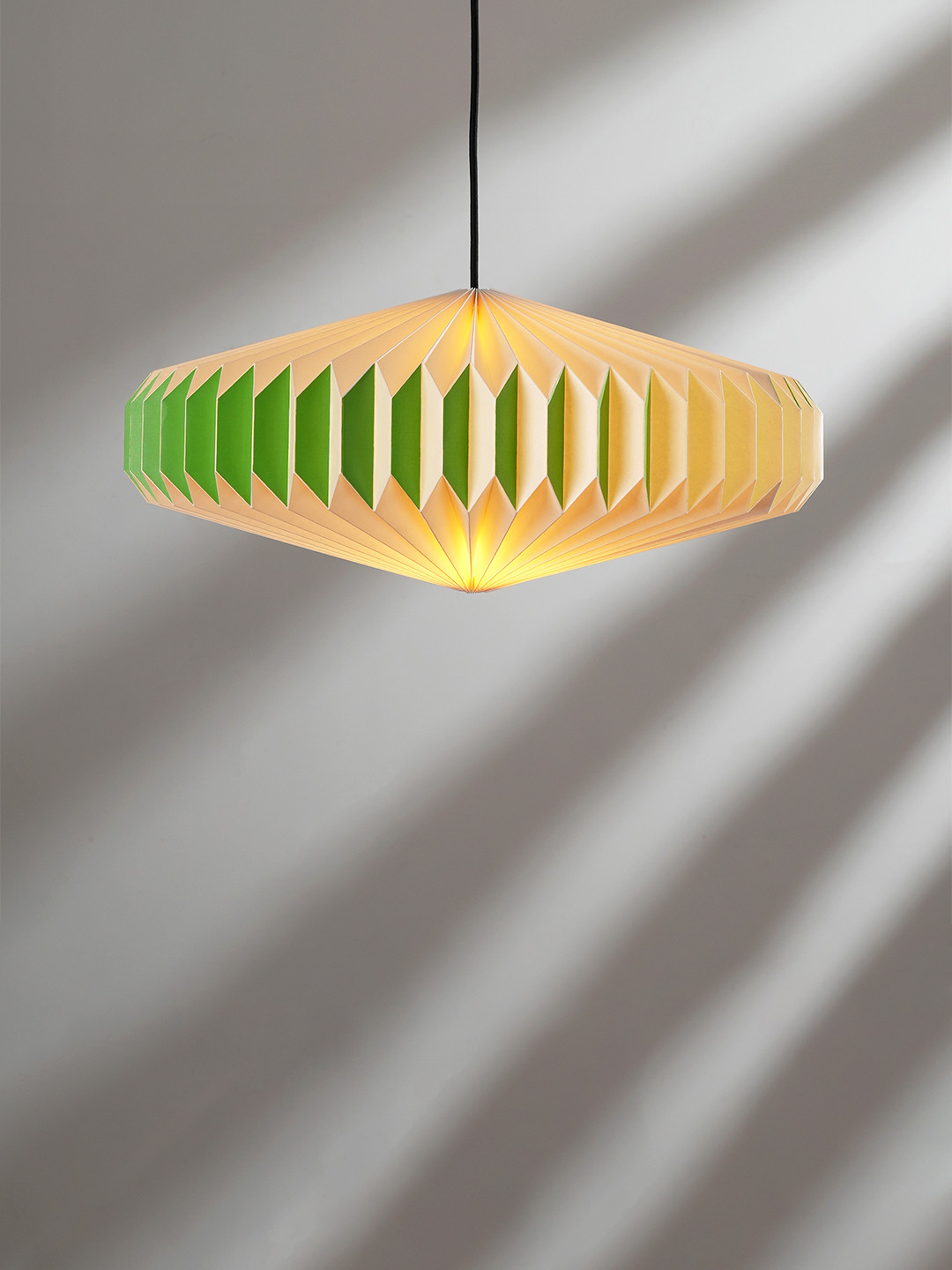 FIG Oblong 2 Parrot Green Textured Paper Pendant Lamp