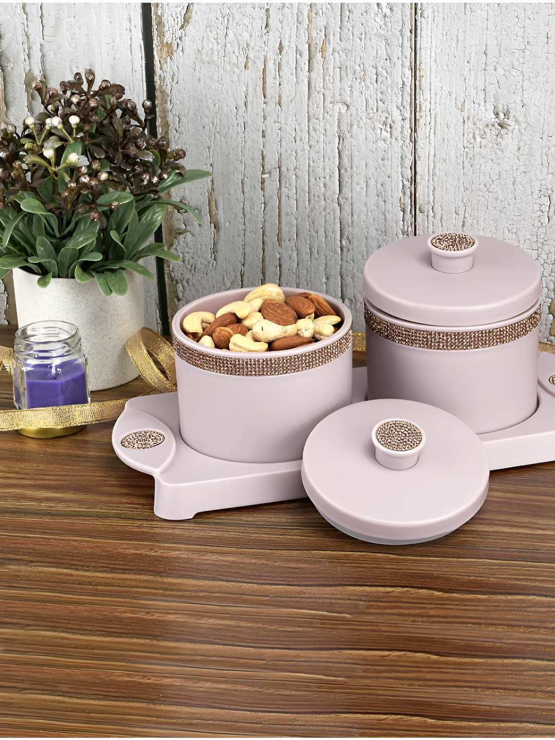 Nayasa Sapphire Pink Plastic Easy To Clean 2 Piece Flip Top Canister-420ml