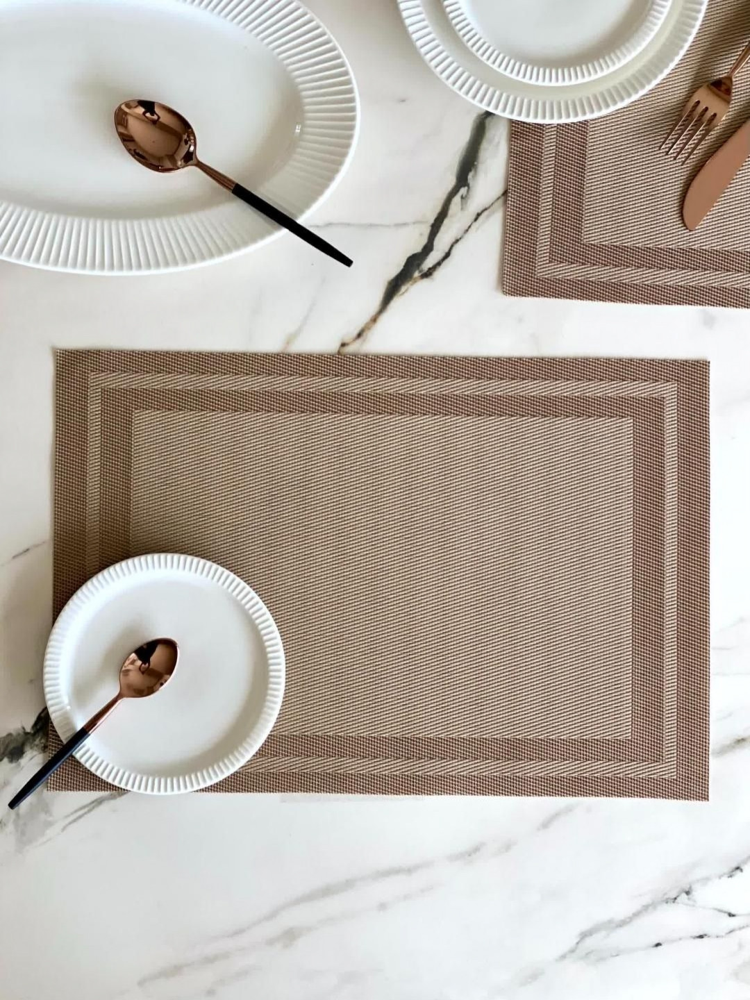 Mason Home 6 Pieces Beige & Brown Textured Heat Resistant Classic Table Placemats