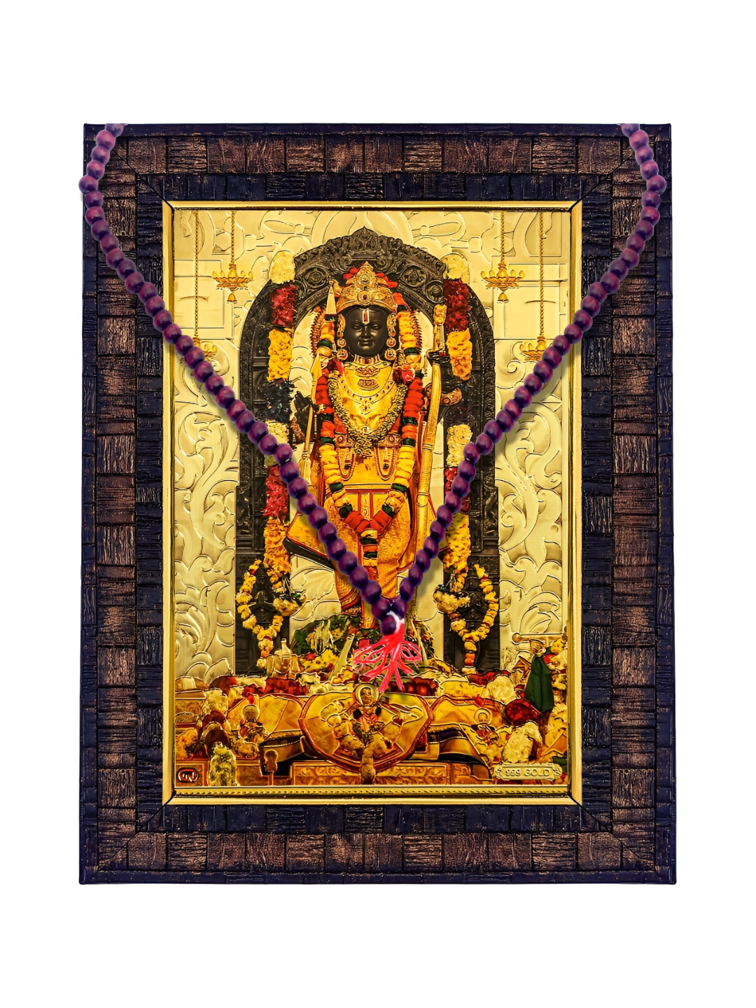 Hawai Gold Toned 7 Brown Ayodhya Bhagwan Ram Wooden Wall Photo Frame With Chandan Mala