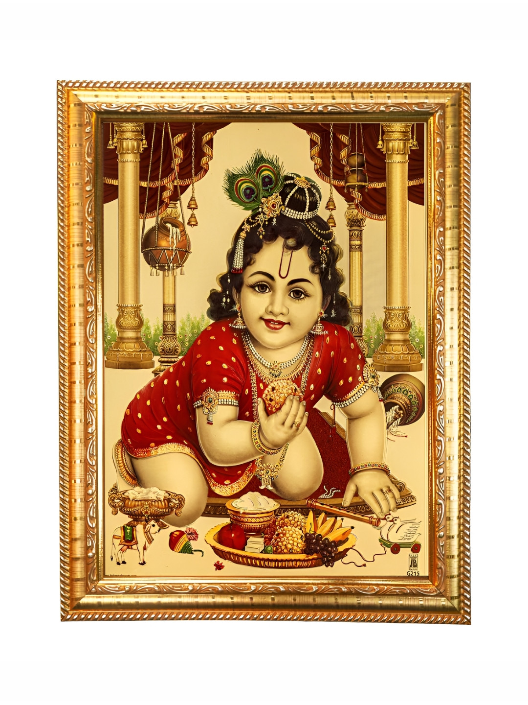 Hawai Gold Plated Laddu Gopal Bal Krishna Wall Hanging Photo Frame
