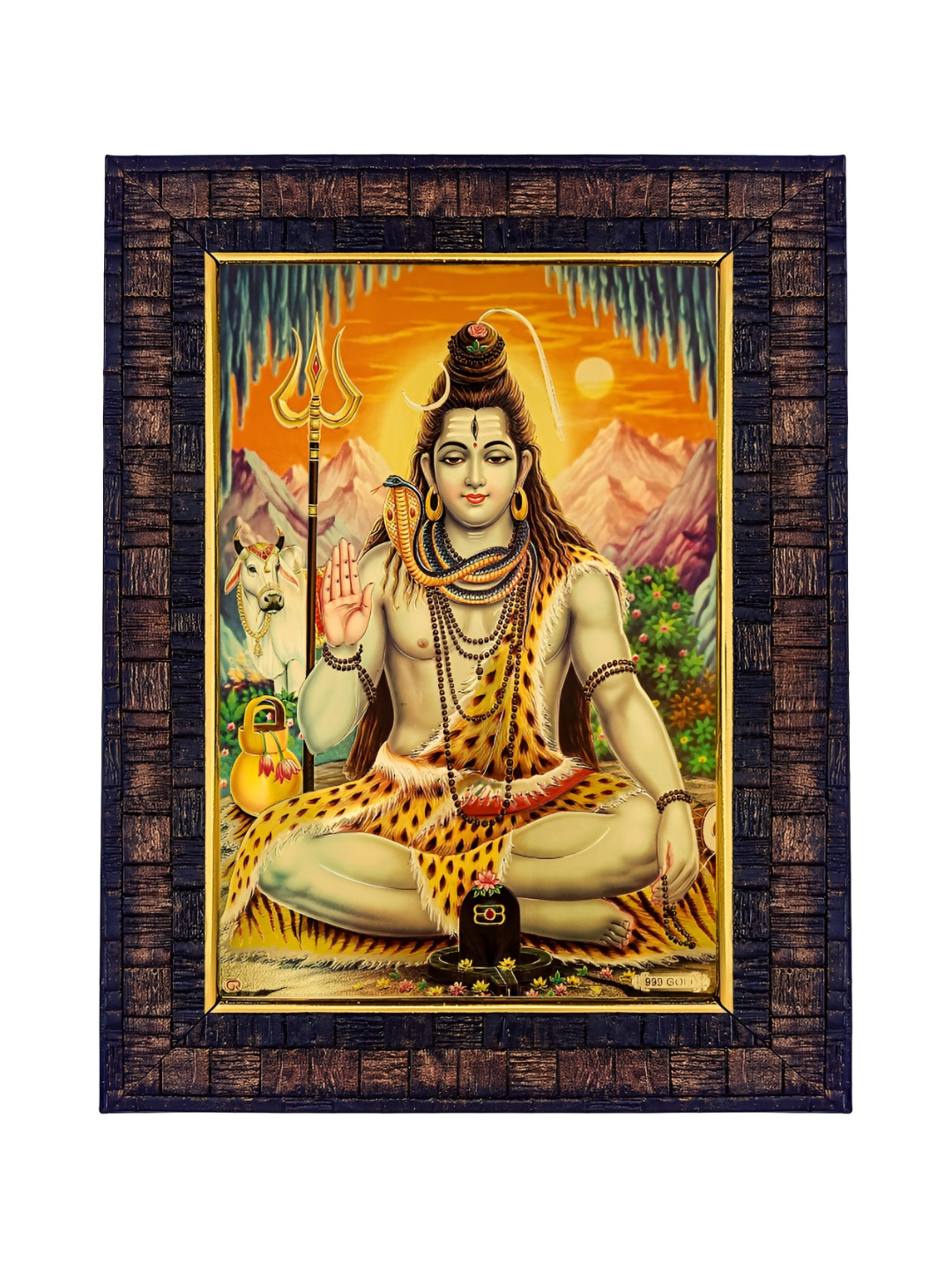 Hawai Gold-Toned Lord Shiva Mahadev Bholenath Sankar Wooden Photo Frame