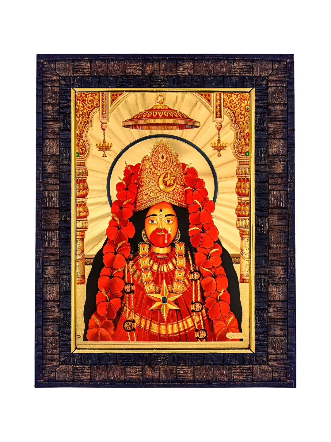 Hawai Gold Toned & Brown Maa Tara Wooden Photo Frame