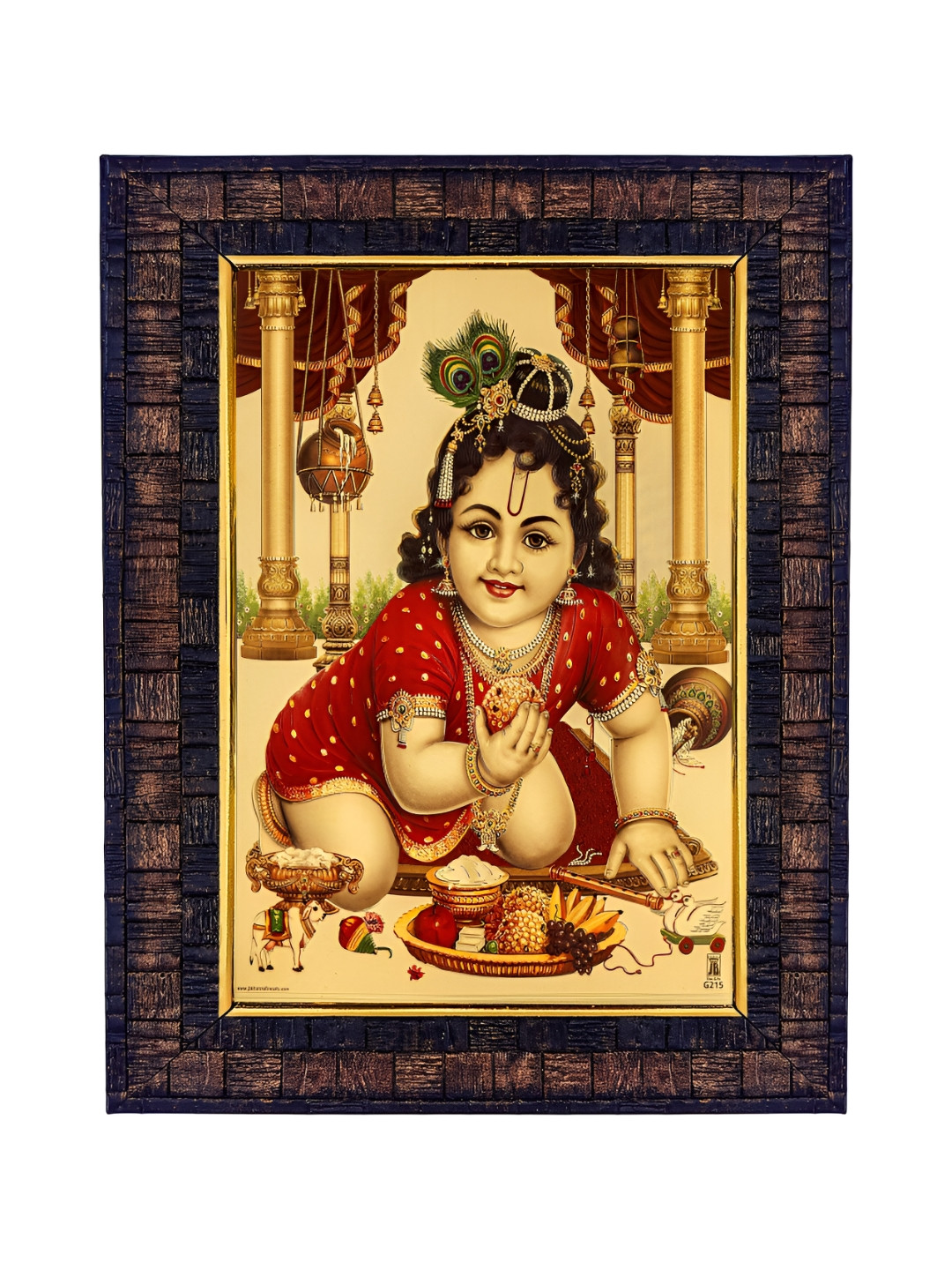 Hawai Gold Plated Laddu Gopal Bal Krishna Wall Hanging Wall Photo Frames