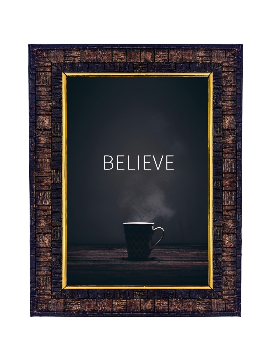Hawai Black & Gold Toned Motivational Quote Believe Wall Photo Frame