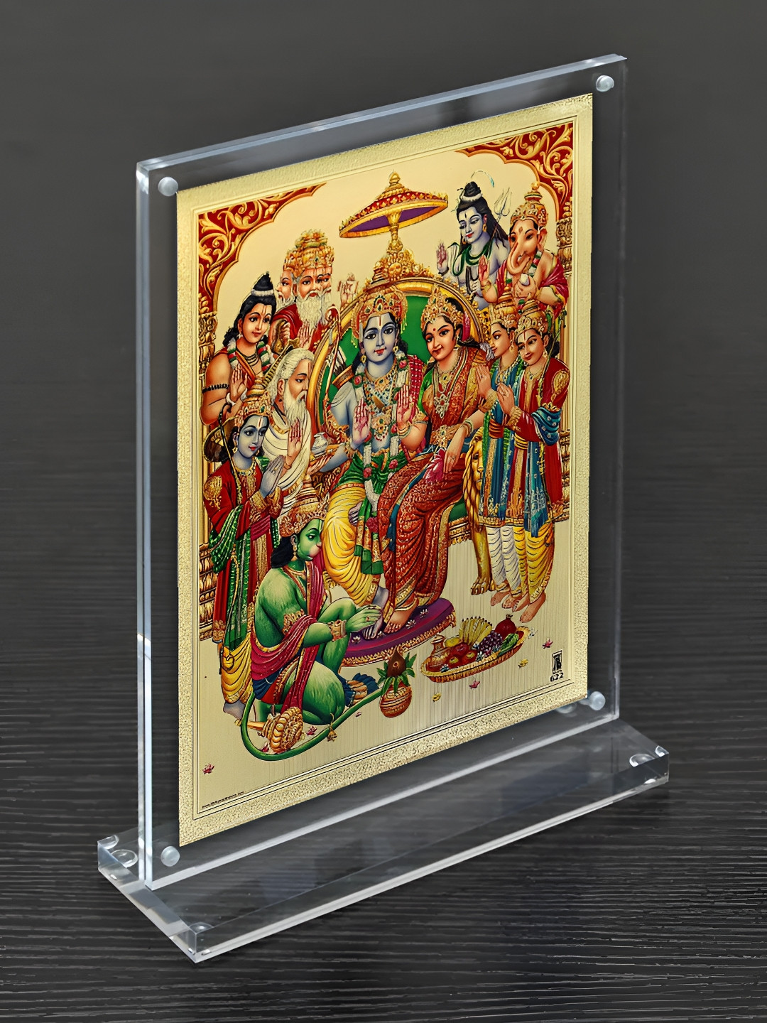 Hawai Gold-Toned & Red Shree Ram Darbar Photo Acrylic Photo Frame
