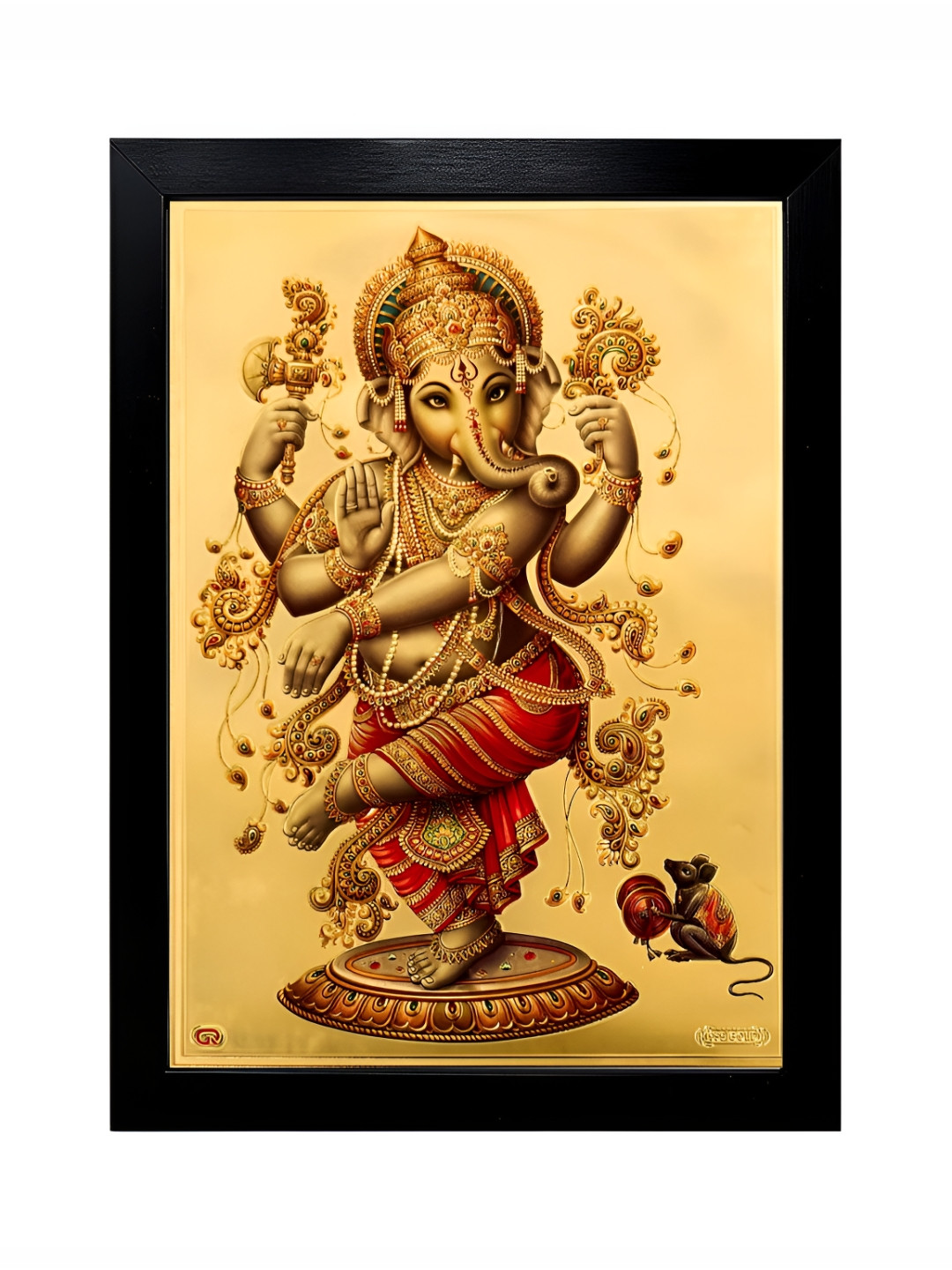 Hawai Gold-Toned & Brown :Lord Ganesha Wooden Wall Photo Frame