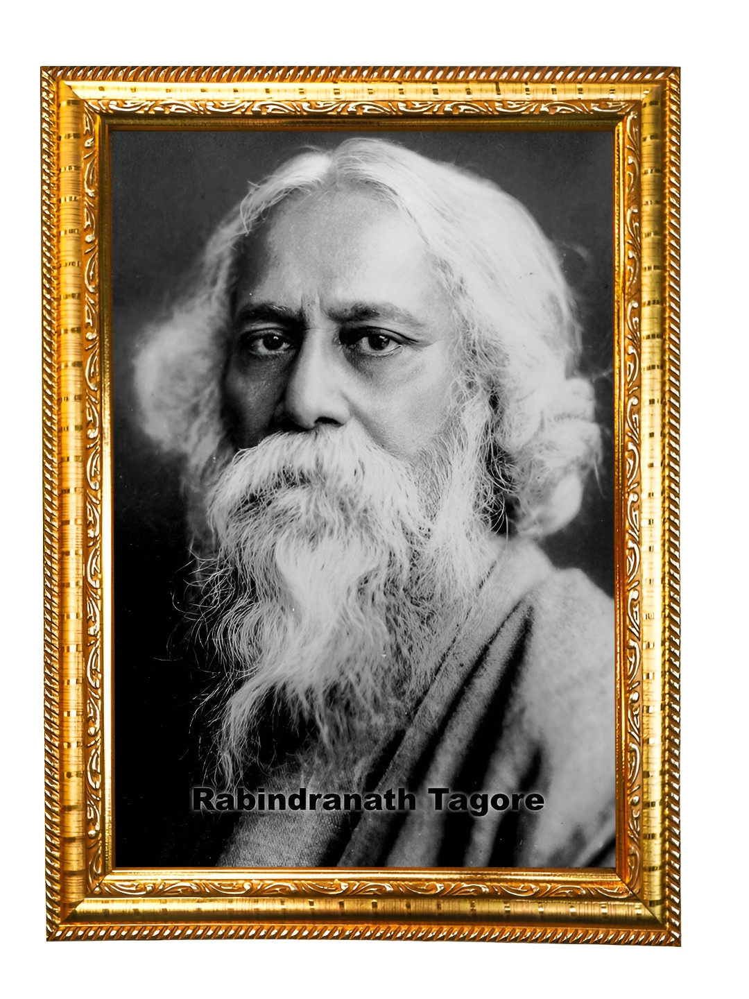 Hawai Gold Toned & Black Rabindra Nath Tagore Wooden Wall Photo Frame
