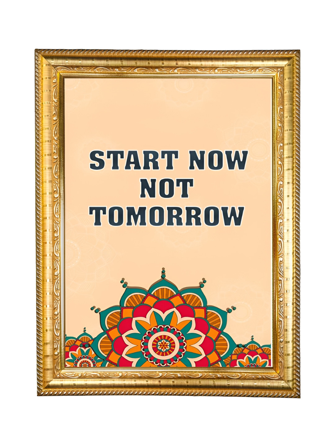 Hawai Beige & Black Quote Start Now Not Tomorrow Wooden Photo Frame
