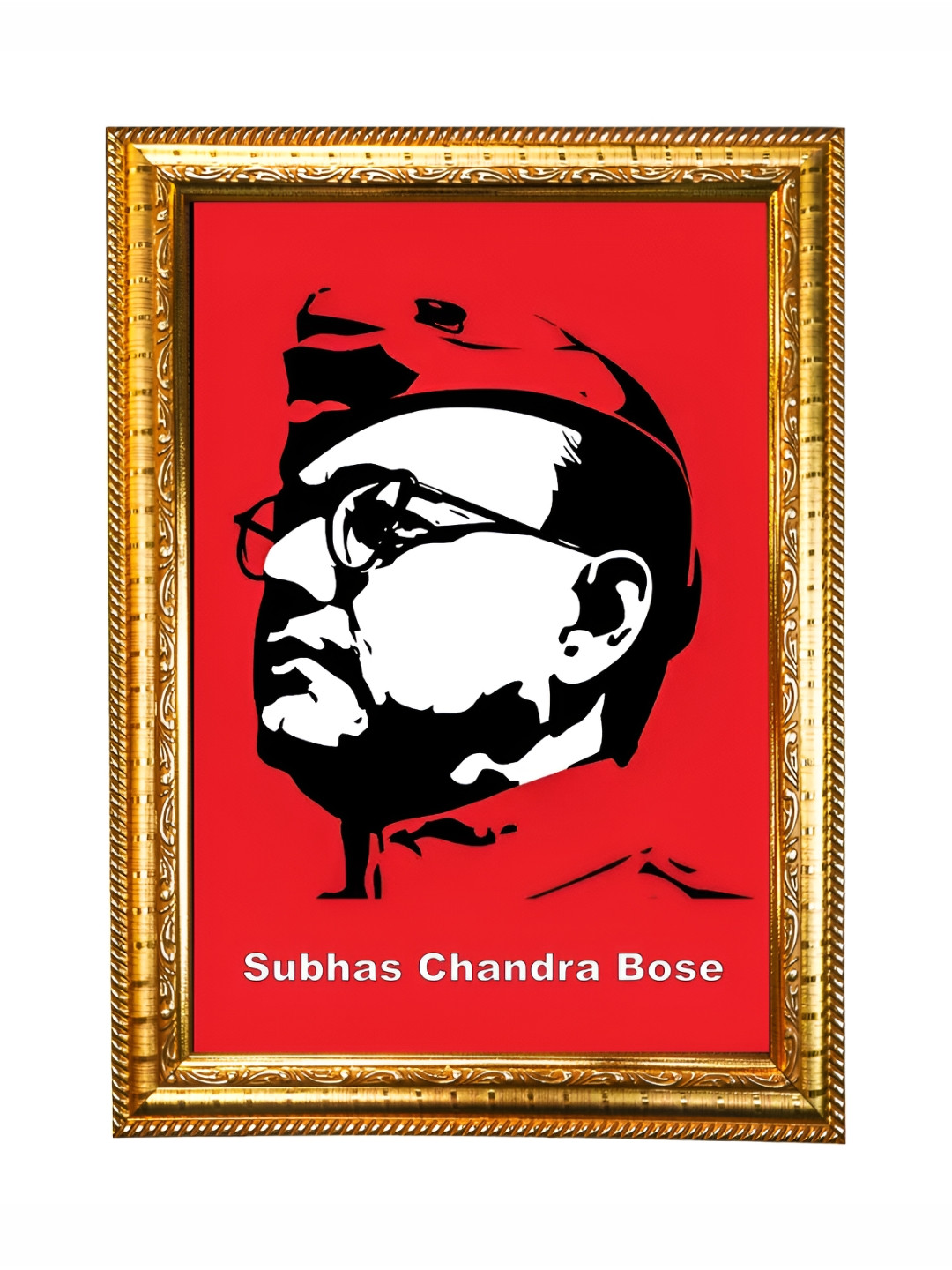 Hawai Gold Toned & Red Netaji Subhas Chandra Bose Wooden Photo Frames
