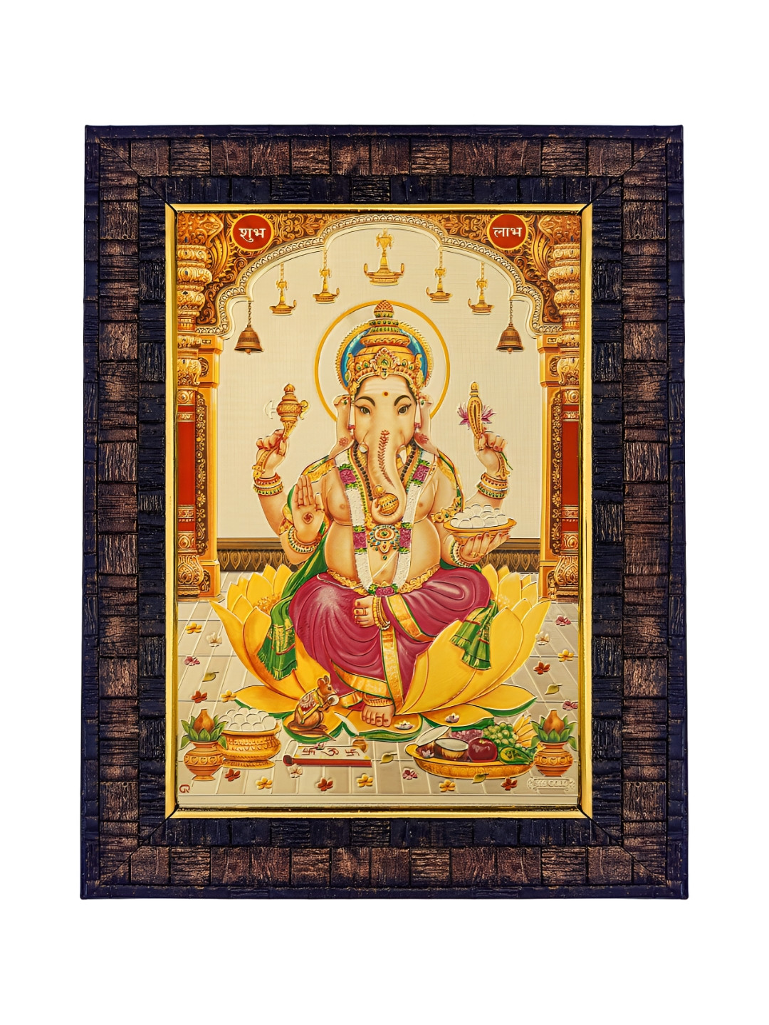 Hawai Gold Plated Lord Ganesha Wooden Photo Frame