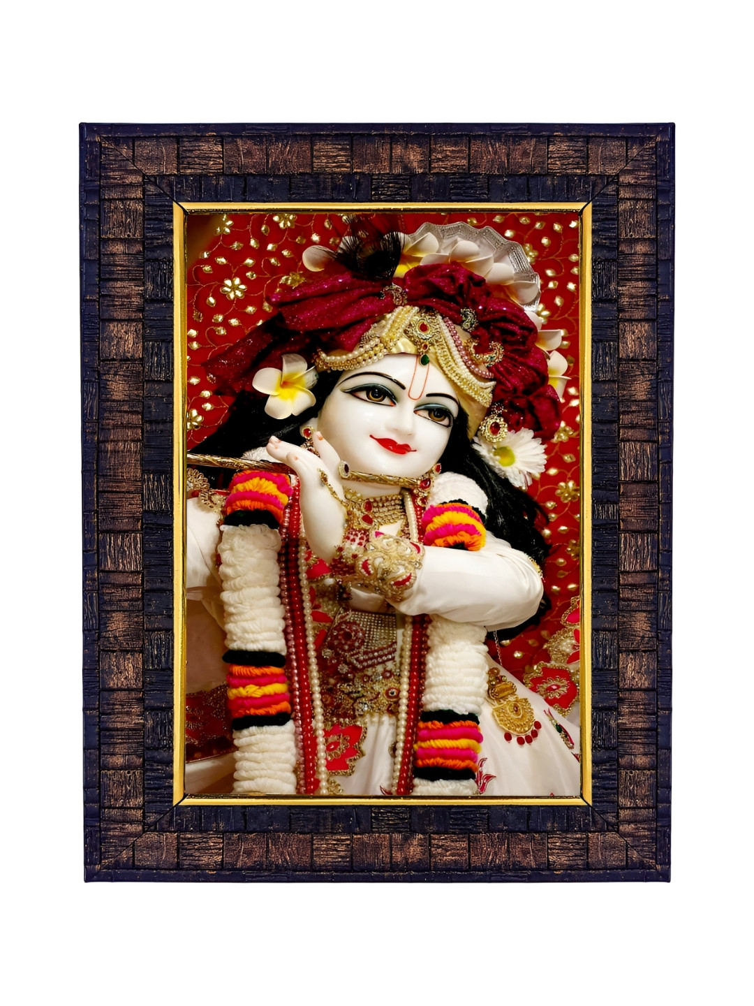 Hawai Red & White Shree Krishna Wooden Photo Frame