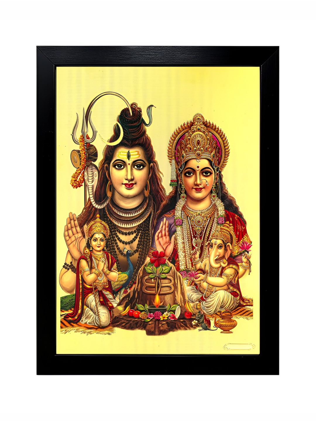 Hawai Gold-Toned Shiv Parivar Religious Wooden Photo Frame