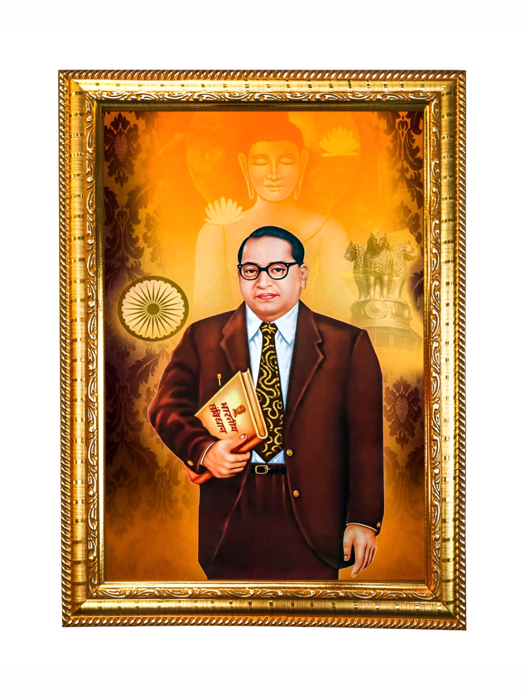 Hawai Gold-Toned & Brown Bhimrao Ramji Ambedkar Wooden Wall Photo Frame