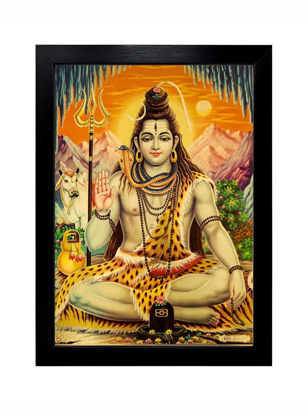 Hawai Gold Toned Lord Shiva Mahadev Bholenath Sankar Wooden Photo Frame