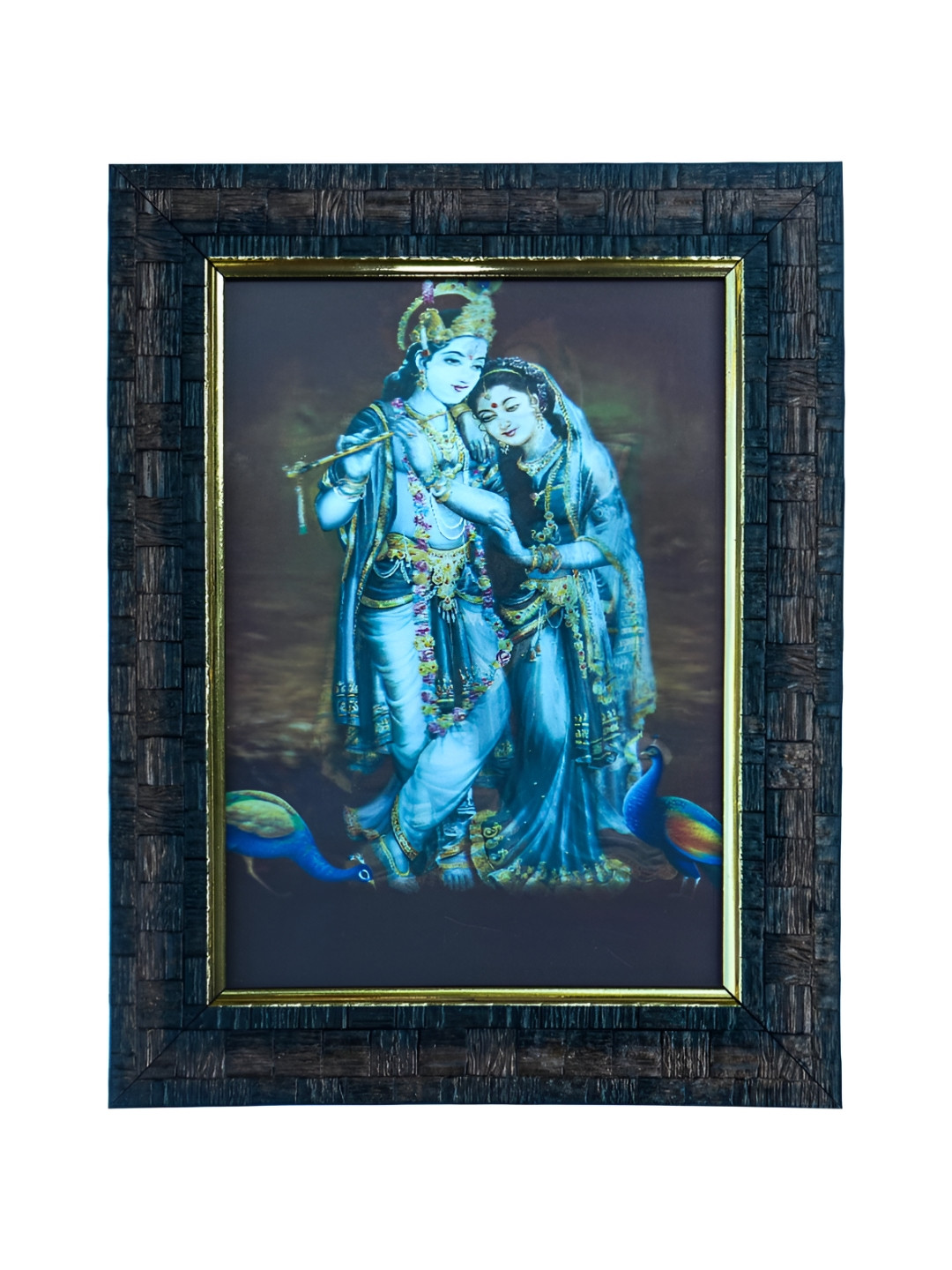 Hawai Black & Blue Radha Krishna Wooden Wall Photo Frame