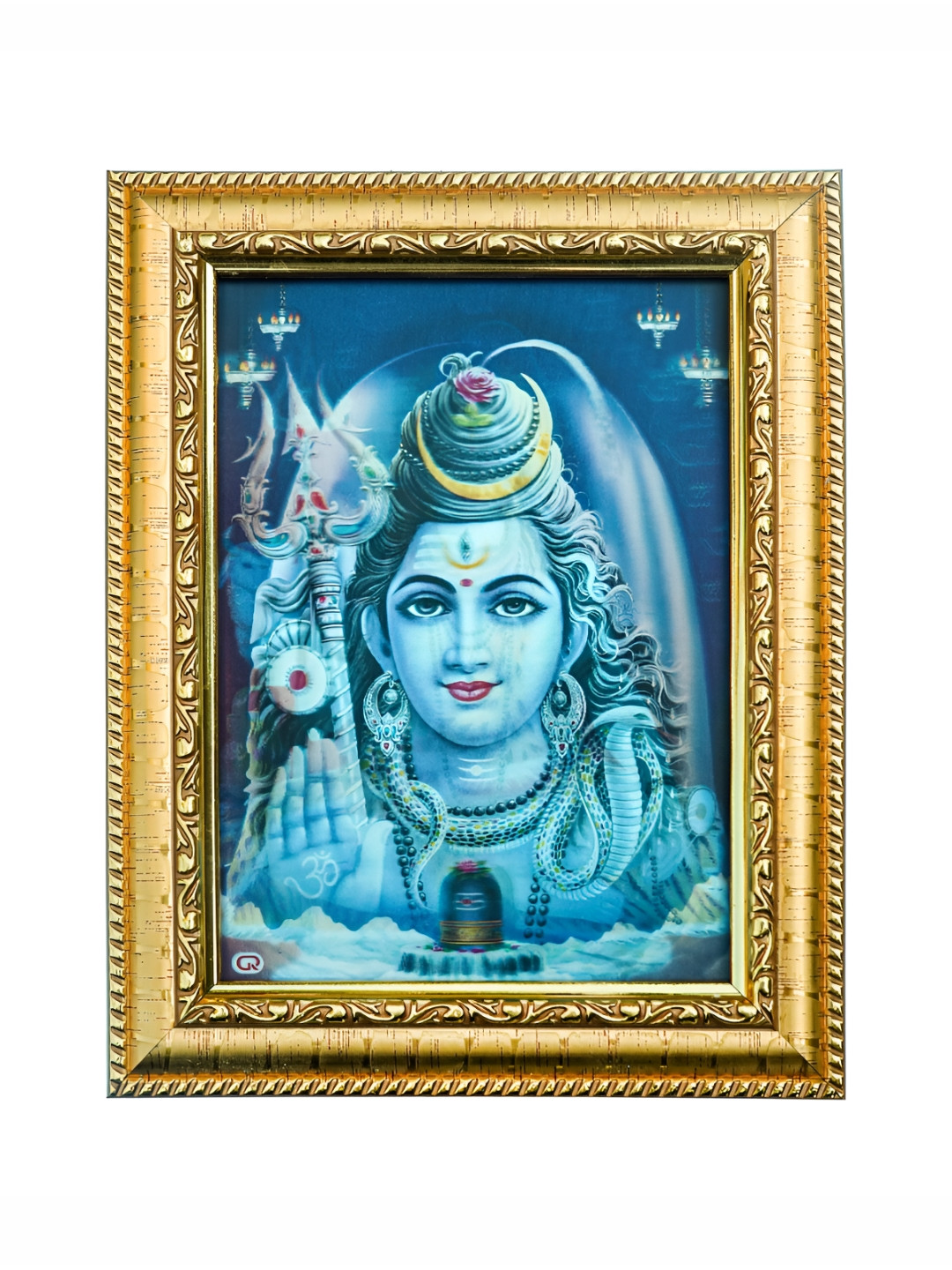 Hawai Blue & White Lord Shiva Printed Wooden Wall Photo Frame