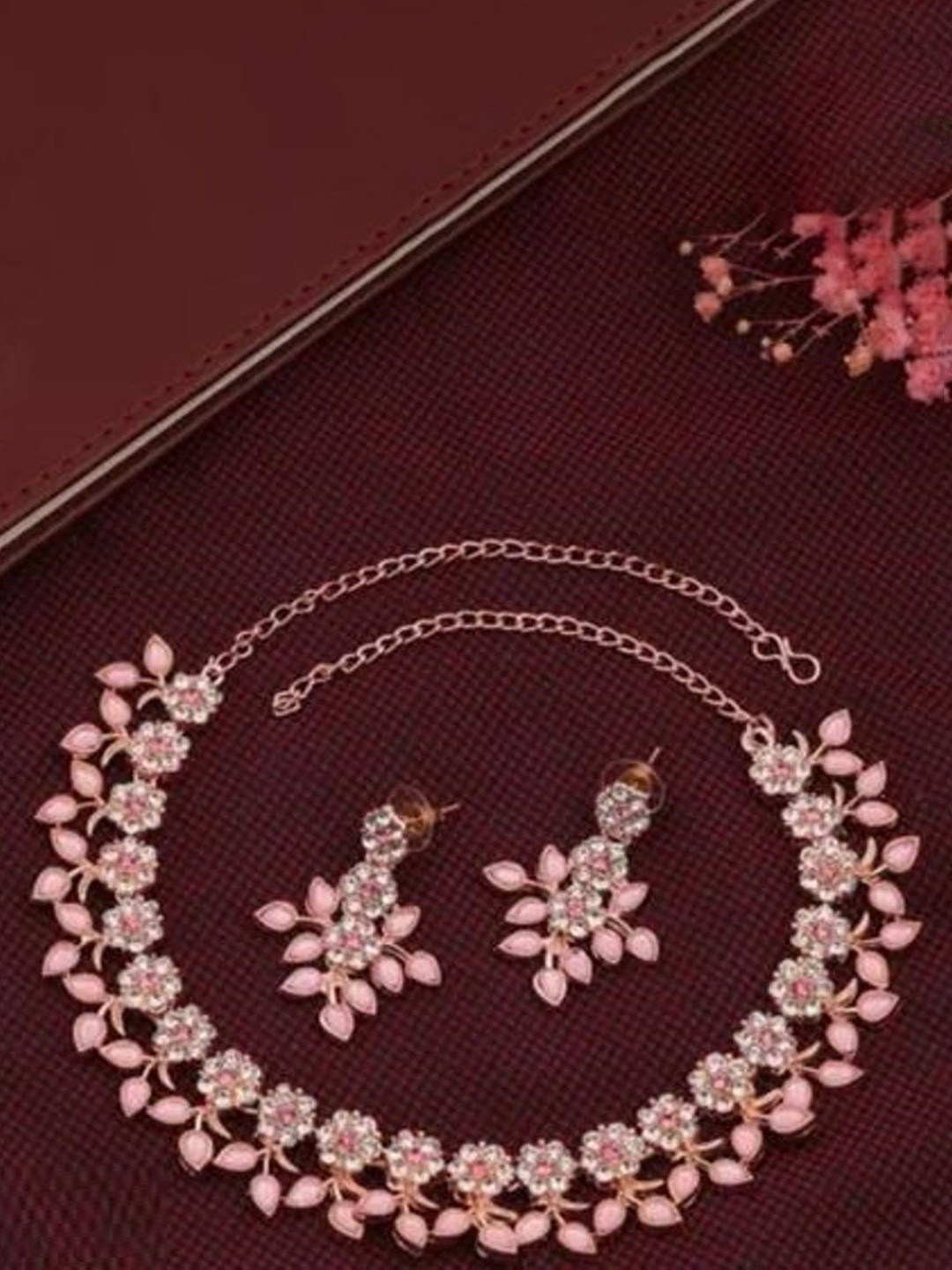 MADDY SPACE Elegant Artificial Stone Studded Jewellery Set