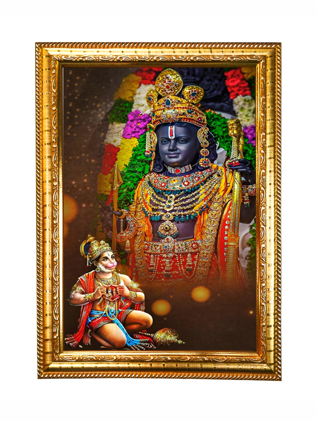 Hawai Gold Toned & Green Self Design Ram Lalla Wall Photo Frame