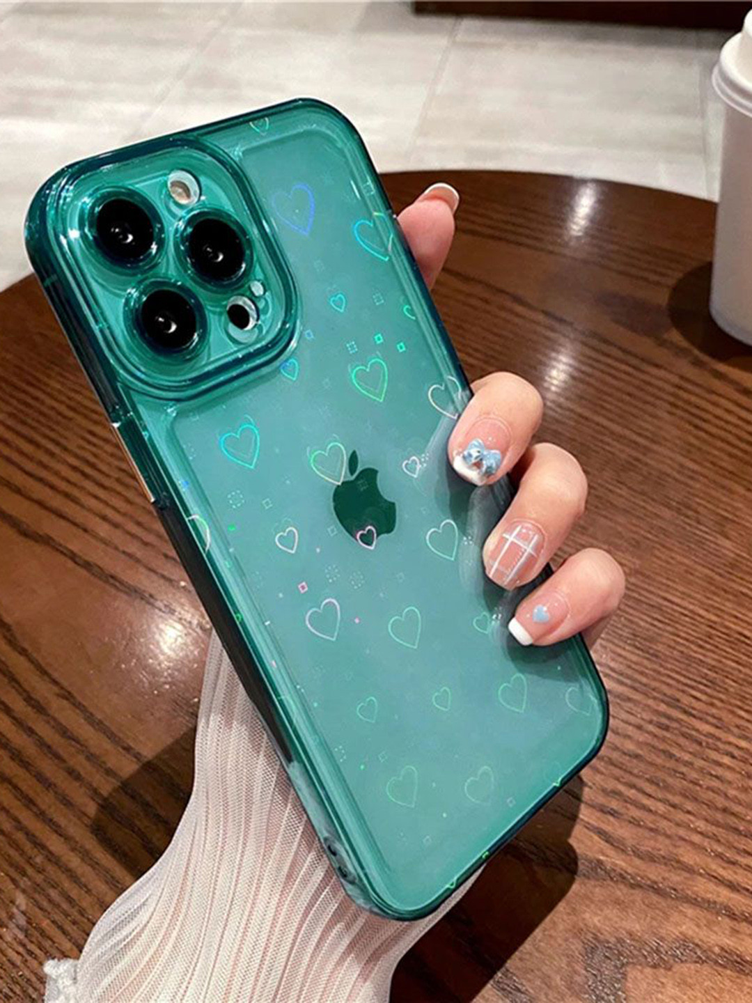 Luxury Kase LK121 Abstract Printed iPhone 13 Pro 3D Laser Glitter Love Heart Back Case