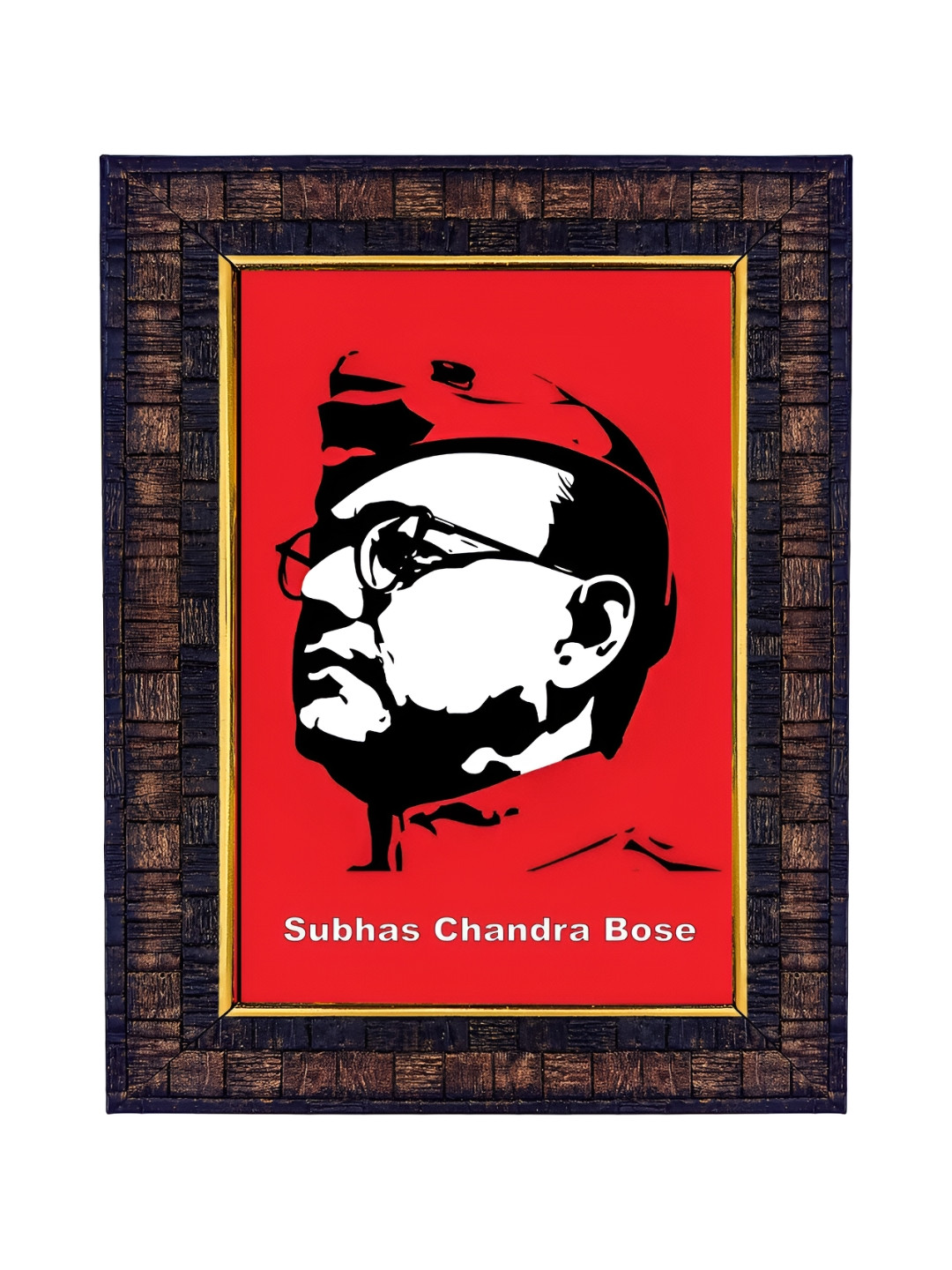 Hawai Brown & Red Netaji Subhas Chandra Bose Wooden Photo Frame
