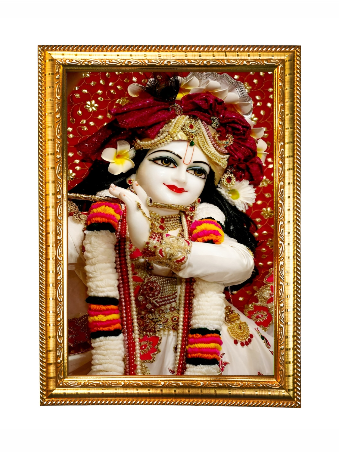Hawai White and Black Shree Krishna Wooden Wall Photo Frame