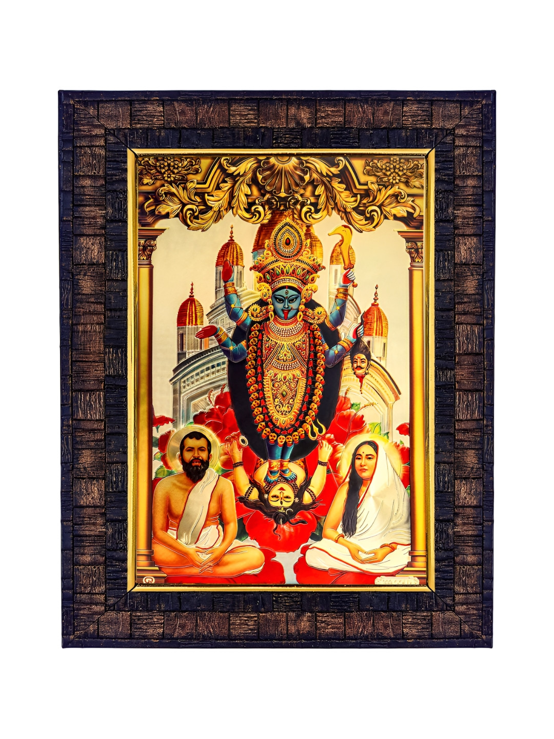 Hawai Gold-Toned & Black Dakhineswar Kali Mata Wall Hanging Religious Photo Frame