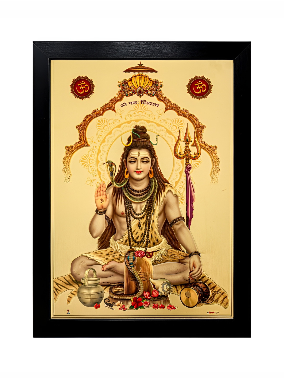 Hawai Black Lord Shiva Gold Plated Foil Photo Frame