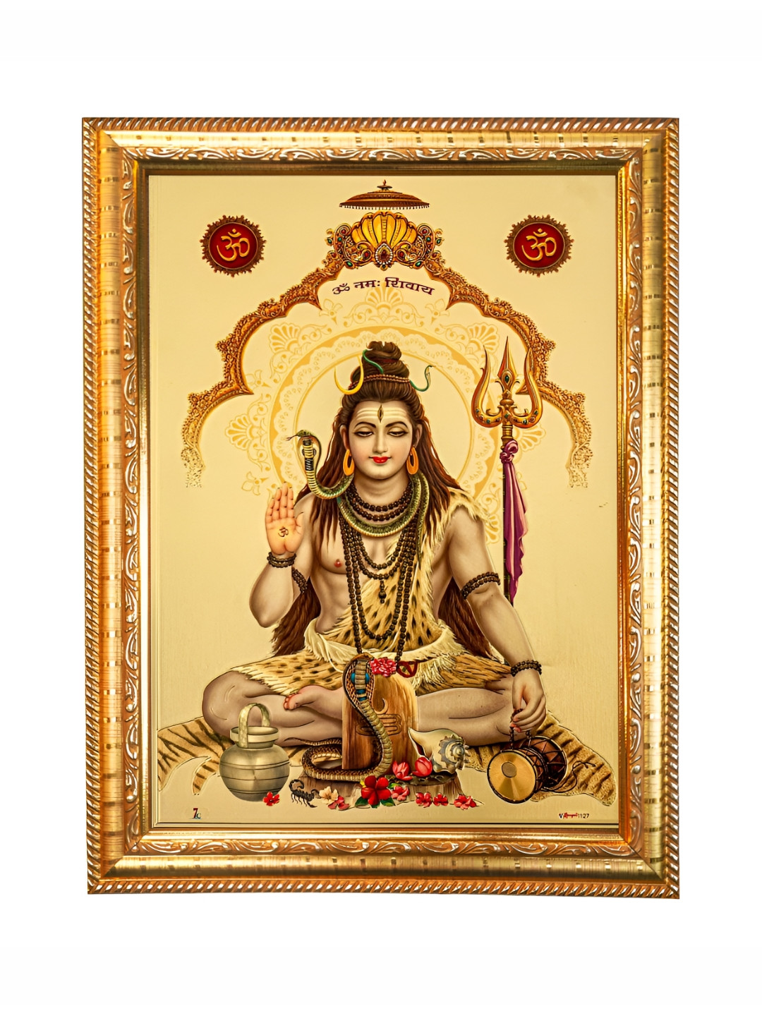 Hawai Black Lord Shiva Gold Plated Foil Photo Frame