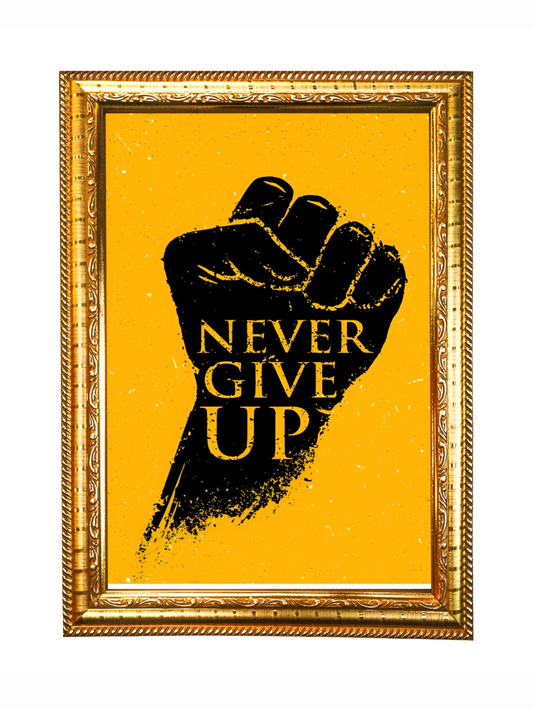 Hawai Gold Toned & Black Motivational Quote Never Give Up Photo Frame